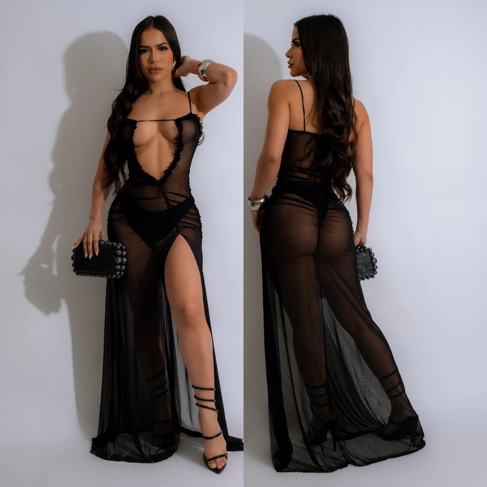 Chic Black Sheer Maxi Dress